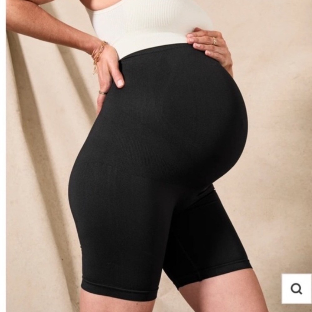 BLANQI Maternity Active Bike Shorts Large‎ 6" Compression Everyday Support Black